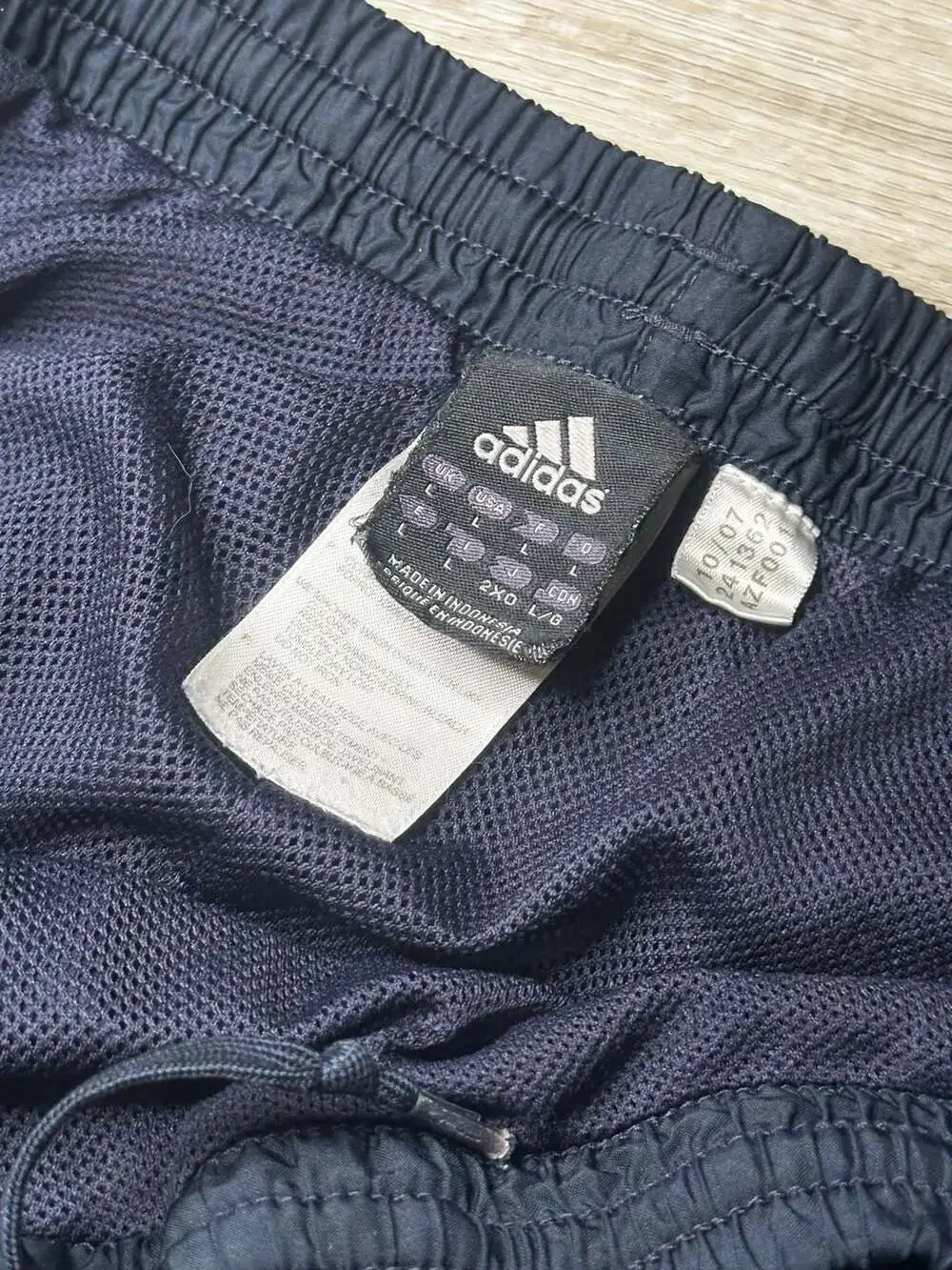 Vintage Adidas Men's Navy Blue Nylon Track Pants with Ankle Zips
